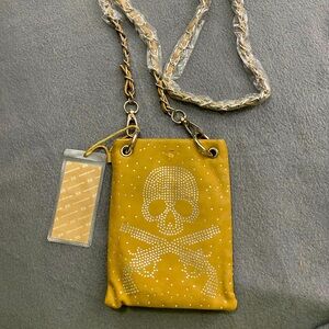 Tan Skull & Pistols Rhinestones Mini Crossbody Purse